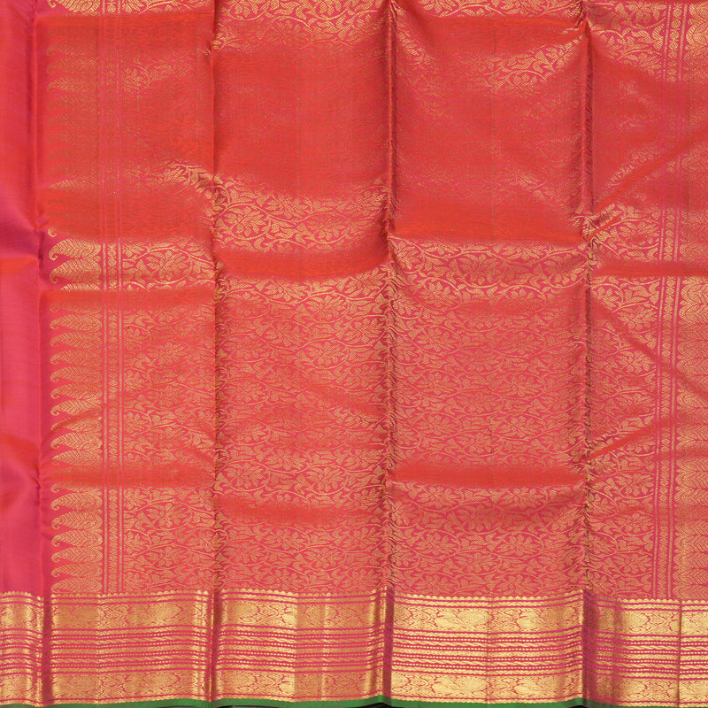 Hayagrivas Handloom Orangish-Pink Kanjivaram Silk Saree SSKBF67E5-2
