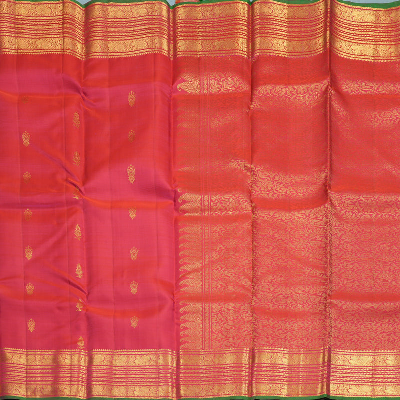 Hayagrivas Handloom Orangish-Pink Kanjivaram Silk Saree SSKBF67E5-2