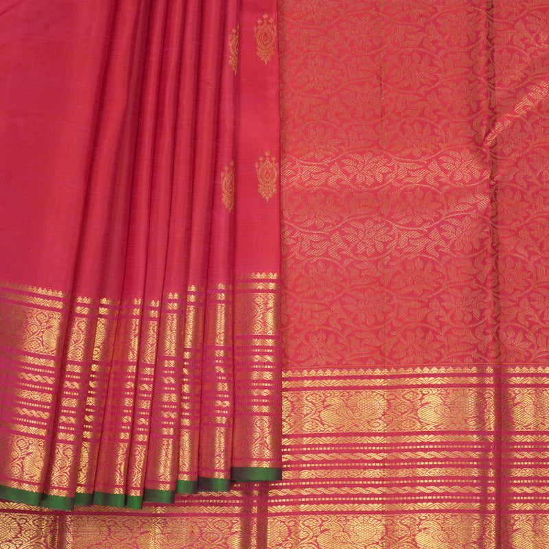Hayagrivas Handloom Orangish-Pink Kanjivaram Silk Saree SSKBF67E5-2