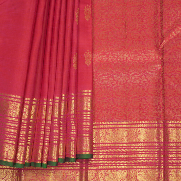 Hayagrivas Handloom Orangish-Pink Kanjivaram Silk Saree SSKBF67E5-2