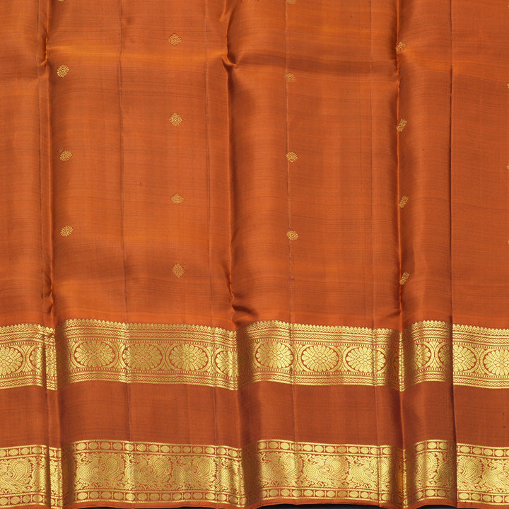Hayagrivas Handloom Deep Wine Kanjivaram Silk Saree with Rust Orange Border SSKBF67E7-13