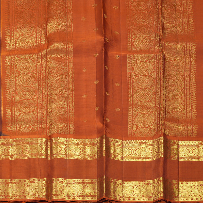 Hayagrivas Handloom Deep Wine Kanjivaram Silk Saree with Rust Orange Border SSKBF67E7-13
