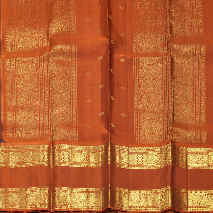 Hayagrivas Handloom Deep Wine Kanjivaram Silk Saree with Rust Orange Border SSKBF67E7-13