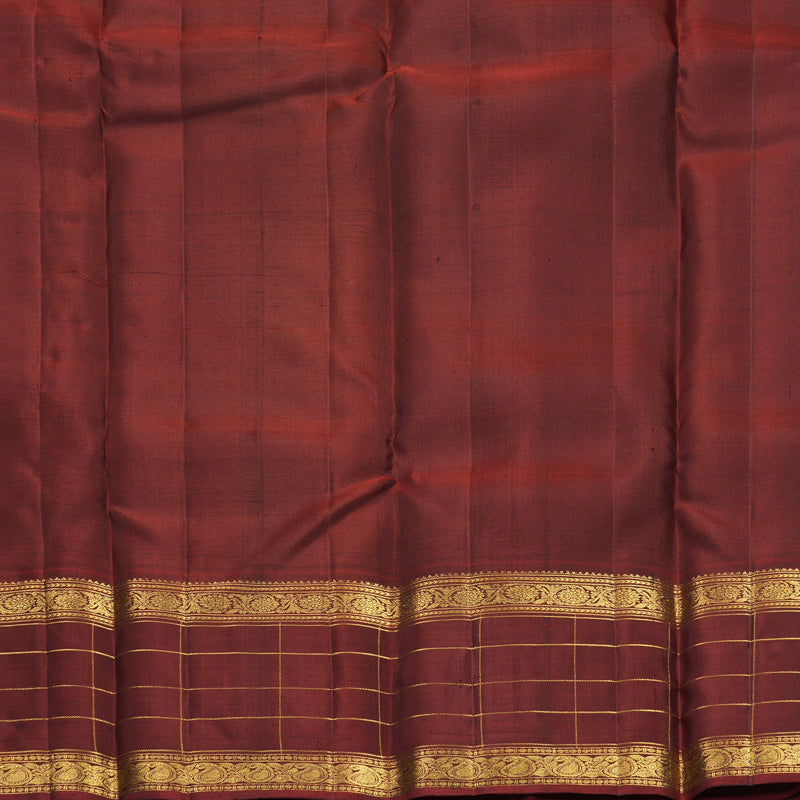 Hayagrivas Handloom Black Kanjivaram Silk Saree with Rust Orange Border SSKBF67E7-14