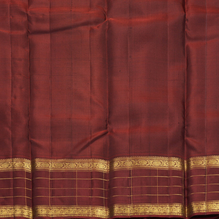 Hayagrivas Handloom Black Kanjivaram Silk Saree with Rust Orange Border SSKBF67E7-14