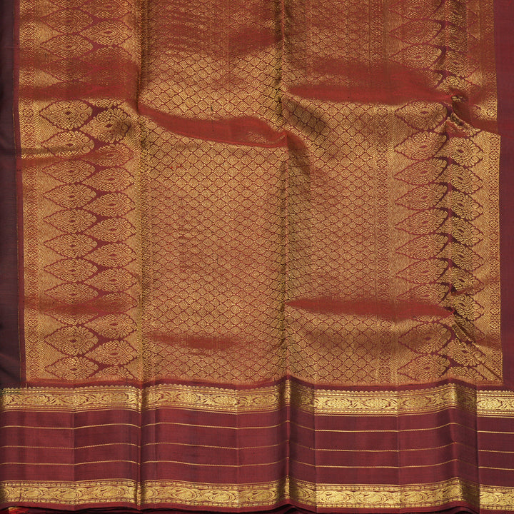 Hayagrivas Handloom Black Kanjivaram Silk Saree with Rust Orange Border SSKBF67E7-14