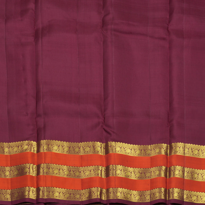 Hayagrivas Handloom Maroon Kanjivaram Silk Saree with Rust Orange Border SSKBF67E7-18