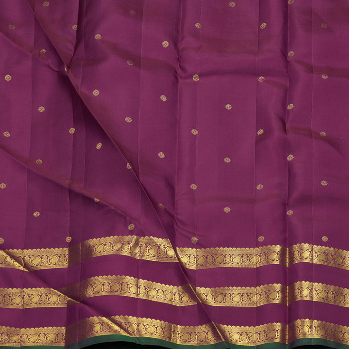 Hayagrivas Handloom Rustic Magenta Kanjivaram Silk Saree with Vadamalli Purple Border SSKBF67E7-4