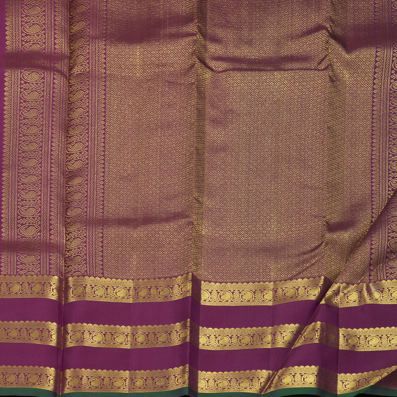 Hayagrivas Handloom Rustic Magenta Kanjivaram Silk Saree with Vadamalli Purple Border SSKBF67E7-4