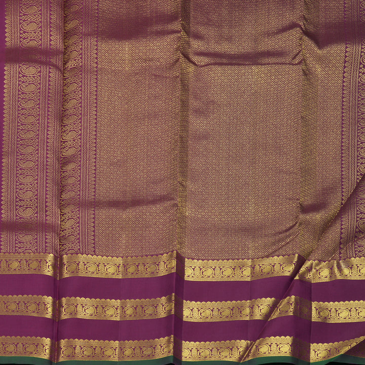 Hayagrivas Handloom Rustic Magenta Kanjivaram Silk Saree with Vadamalli Purple Border SSKBF67E7-4