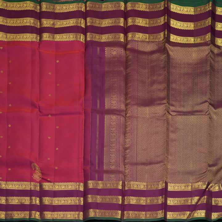 Hayagrivas Handloom Rustic Magenta Kanjivaram Silk Saree with Vadamalli Purple Border SSKBF67E7-4