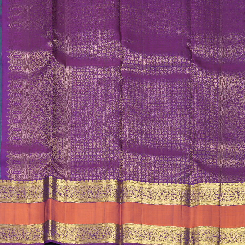 Hayagrivas Handloom Mayilkazhuthu Kanjivaram Silk Saree with Rust Orange Border SSKBF67E7-7