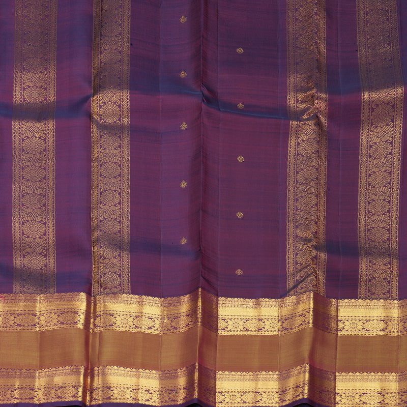 Hayagrivas Handloom Rani Pink Kanjivaram Silk Saree with Purple Border SSKBF67E7-8