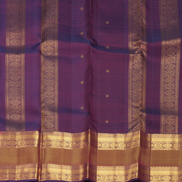 Hayagrivas Handloom Rani Pink Kanjivaram Silk Saree with Purple Border SSKBF67E7-8