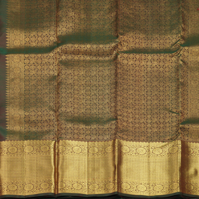 Hayagrivas Handloom Brick Red Kanjivaram Silk Saree with Manthalir Border SSKBF67E8-2