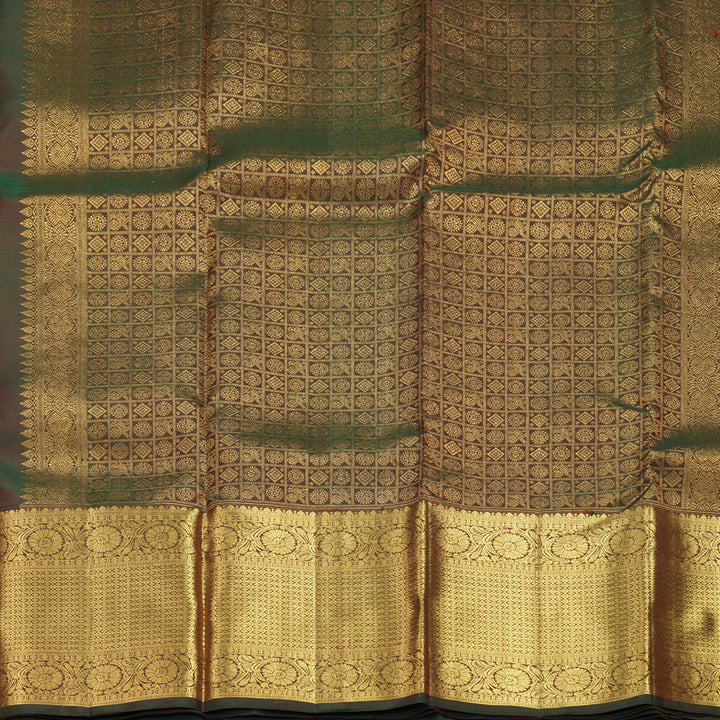 Hayagrivas Handloom Brick Red Kanjivaram Silk Saree with Manthalir Border SSKBF67E8-2