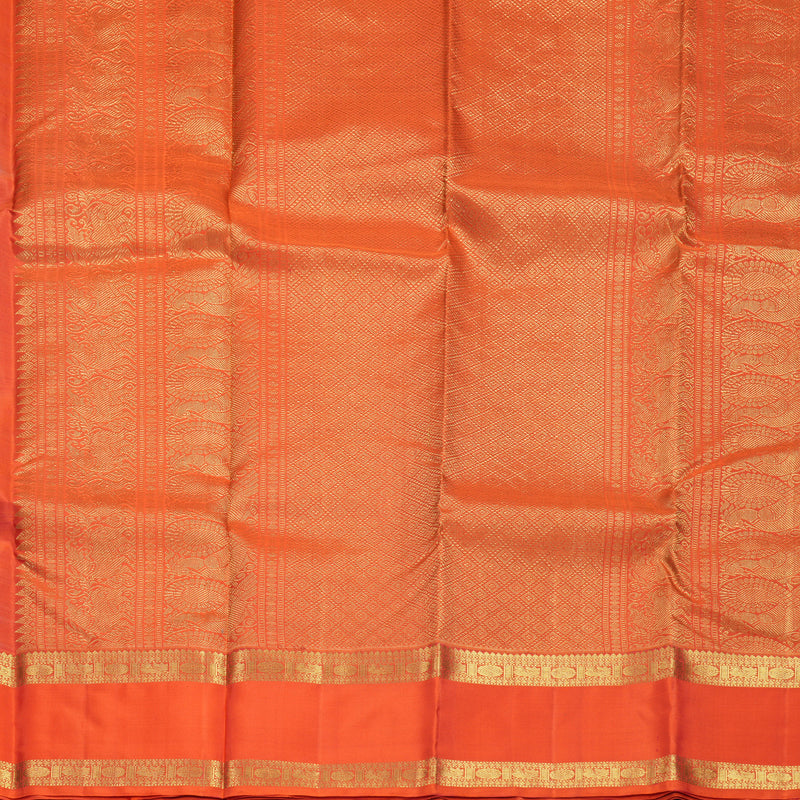 Hayagrivas Handloom Maroon Kanjivaram Silk Saree with Orange Border SSKBF67E8-3