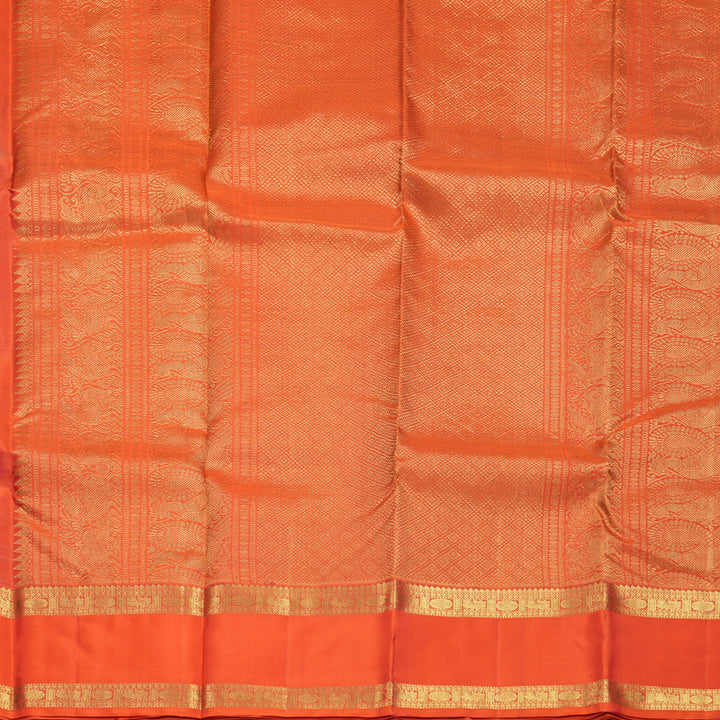 Hayagrivas Handloom Maroon Kanjivaram Silk Saree with Orange Border SSKBF67E8-3