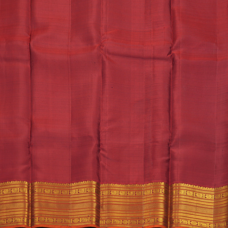 Hayagrivas Handloom Brown Kanjivaram Silk Saree with Rust Orange Border SSKBF67E8-6