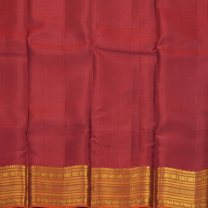 Hayagrivas Handloom Brown Kanjivaram Silk Saree with Rust Orange Border SSKBF67E8-6