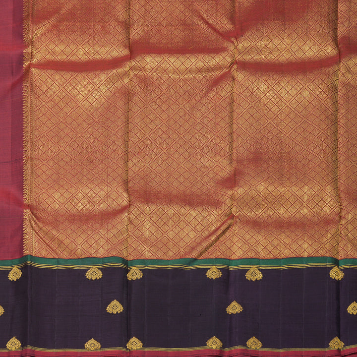Hayagrivas Handloom Honey Shade Kanjivaram Silk Saree with Deep Jamun Border SSKBF77E4-1