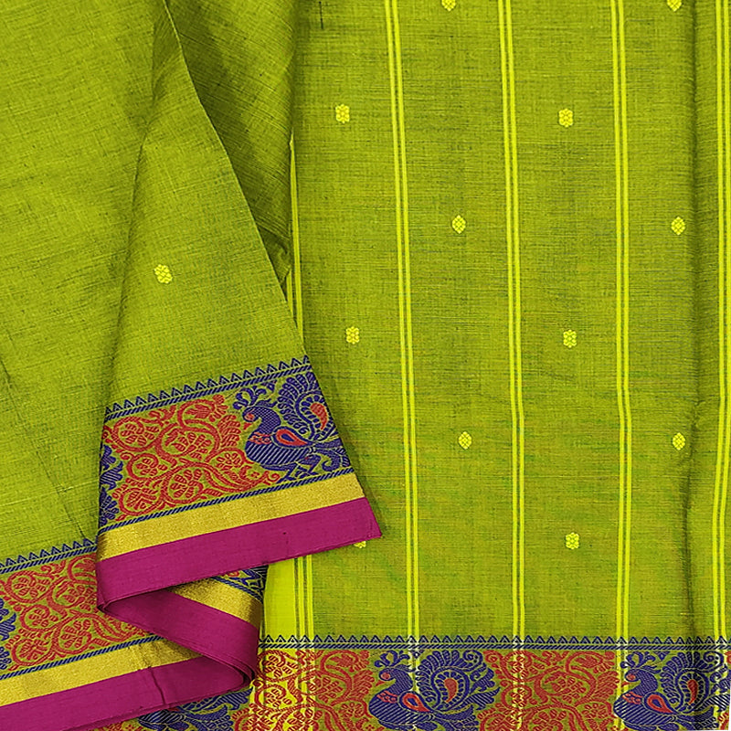 Hayagrivas Parrot Green Handloom Chettinad Cotton Saree SSKBF86F1-39