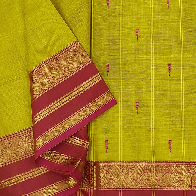 Hayagrivas Sampanga Yellow Handloom Chettinad Cotton Saree SSKBF86F1-87