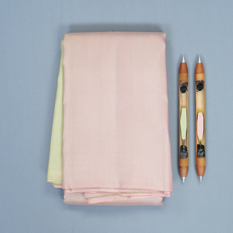 Hayagrivas Handloom Pastel Pink Kanjivaram Silk Saree with Pista Green Border SSKBF90F3-1