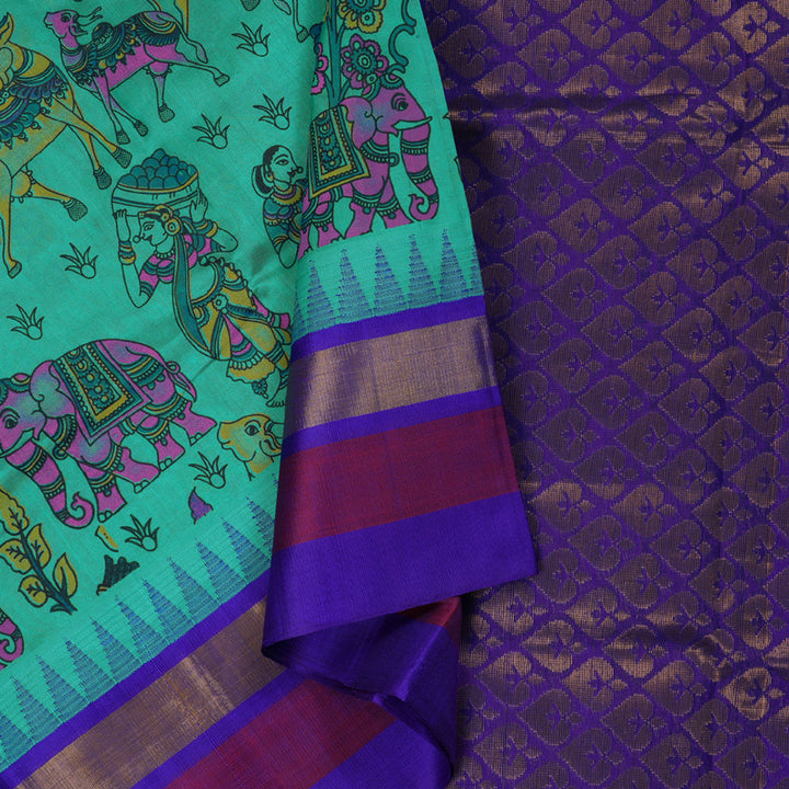Hayagrivas Handloom Printed Silk Cotton Saree SWBD692K5-3