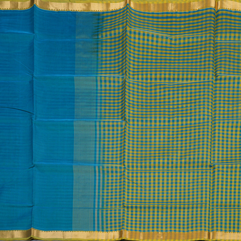 Hayagrivas Handloom Silk Cotton Saree Serene Emerald Blue SWBE809C1-2