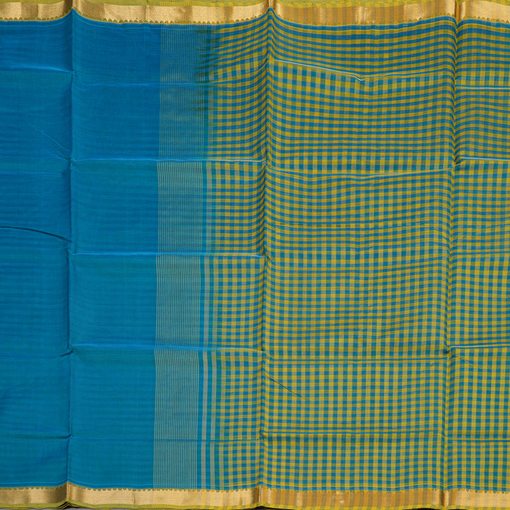 Hayagrivas Handloom Silk Cotton Saree Serene Emerald Blue SWBE809C1-2