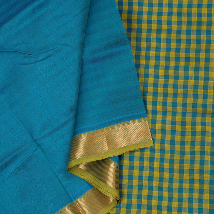 Hayagrivas Handloom Silk Cotton Saree Serene Emerald Blue SWBE809C1-2