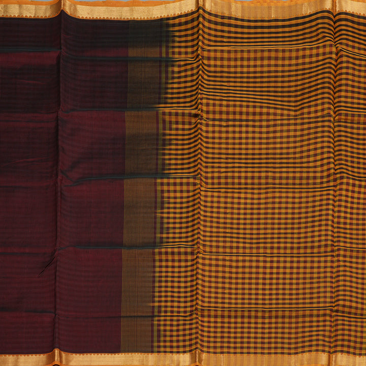 Hayagrivas Handloom Silk Cotton Saree in Magnificent Wine Maroon SWBE809C1-3