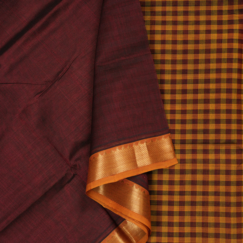 Hayagrivas Handloom Silk Cotton Saree in Magnificent Wine Maroon SWBE809C1-3