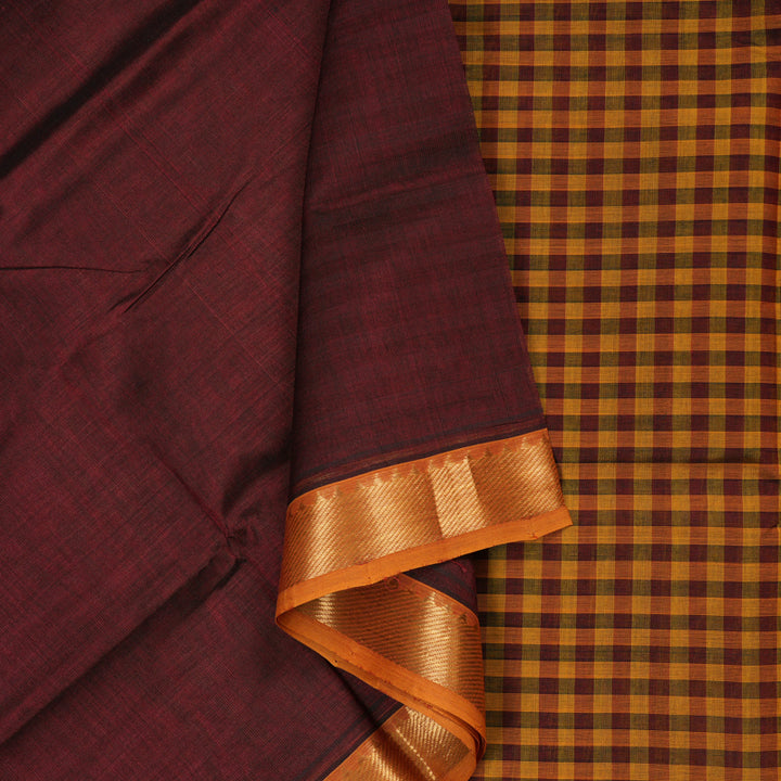 Hayagrivas Handloom Silk Cotton Saree in Magnificent Wine Maroon SWBE809C1-3