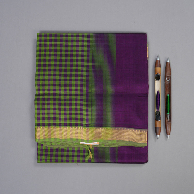 Hayagrivas Handloom Silk Cotton Saree In Royal Dark Purple SWBE809C1-5