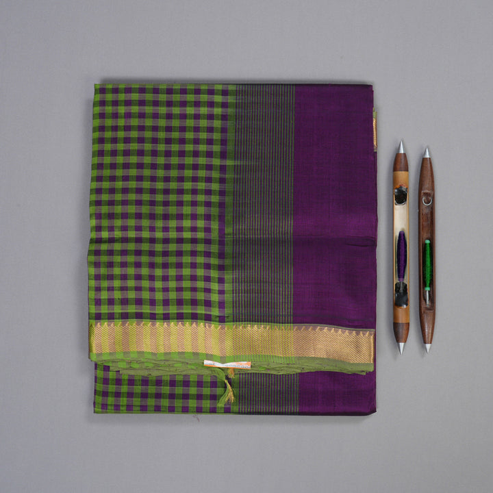 Hayagrivas Handloom Silk Cotton Saree In Royal Dark Purple SWBE809C1-5