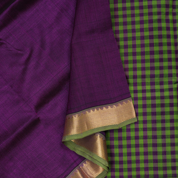 Hayagrivas Handloom Silk Cotton Saree In Royal Dark Purple SWBE809C1-5