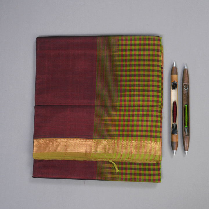 Hayagrivas Handloom Silk Cotton Saree in Vivid Wine Maroon SWBE809C1-6