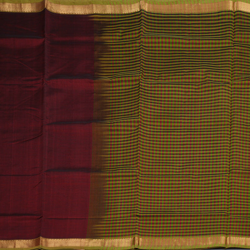Hayagrivas Handloom Silk Cotton Saree in Vivid Wine Maroon SWBE809C1-6