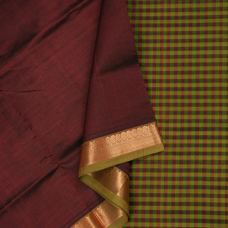 Hayagrivas Handloom Silk Cotton Saree in Vivid Wine Maroon SWBE809C1-6