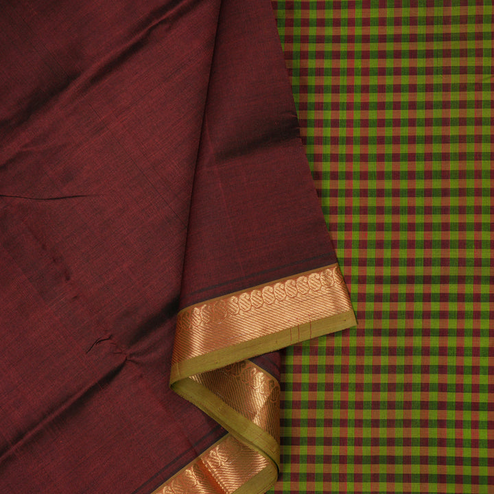 Hayagrivas Handloom Silk Cotton Saree in Vivid Wine Maroon SWBE809C1-6