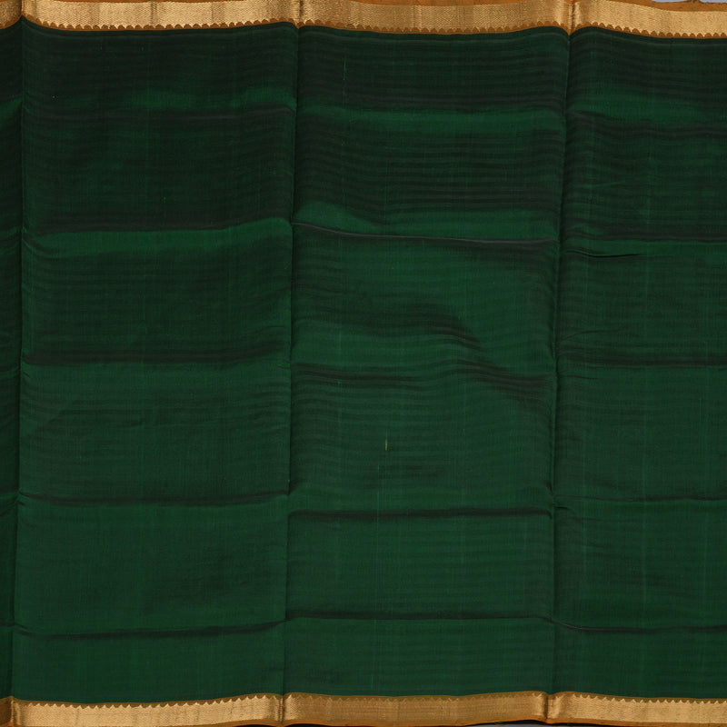 Hayagrivas Handloom Silk Cotton Saree in Strikign Bottle Green SWBE809C1-8