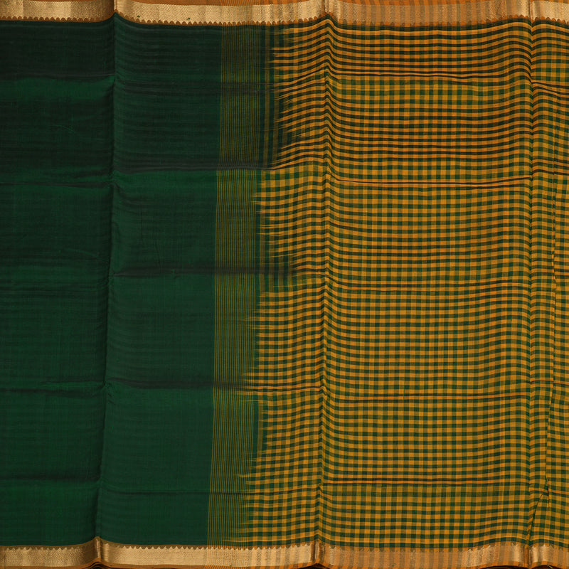 Hayagrivas Handloom Silk Cotton Saree in Strikign Bottle Green SWBE809C1-8