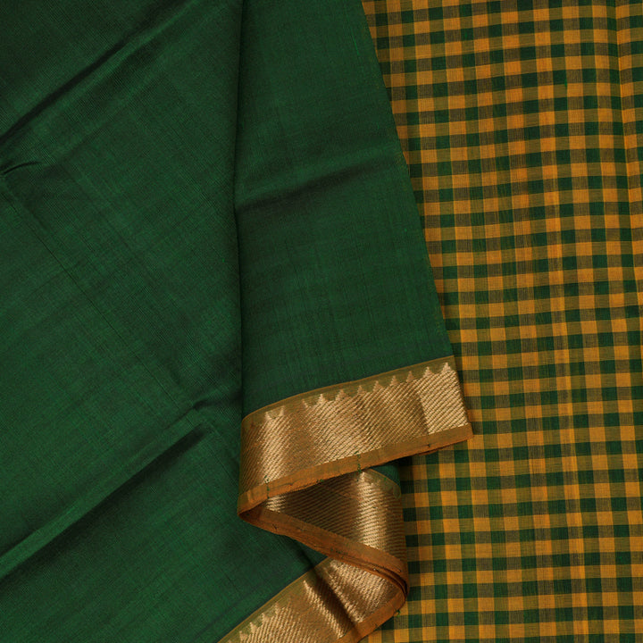 Hayagrivas Handloom Silk Cotton Saree in Strikign Bottle Green SWBE809C1-8