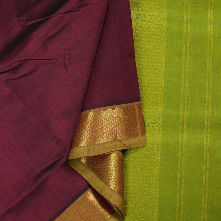 Hayagrivas Handloom Silk Cotton Saree in Opulent Plum Purple SWBE809C2-1