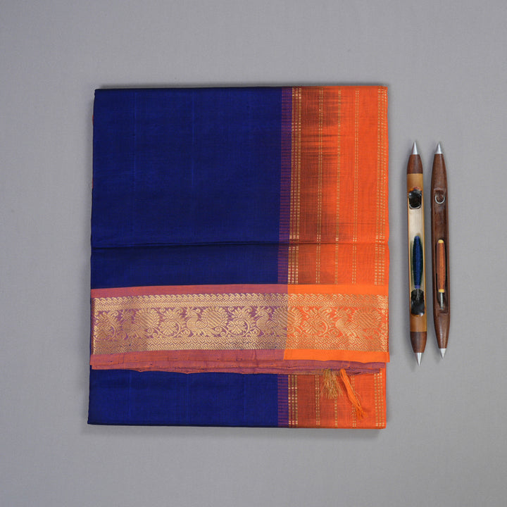 Hayagrivas Handloom Silk Cotton Saree in Mesmerizing Blue SWBE809C2-10