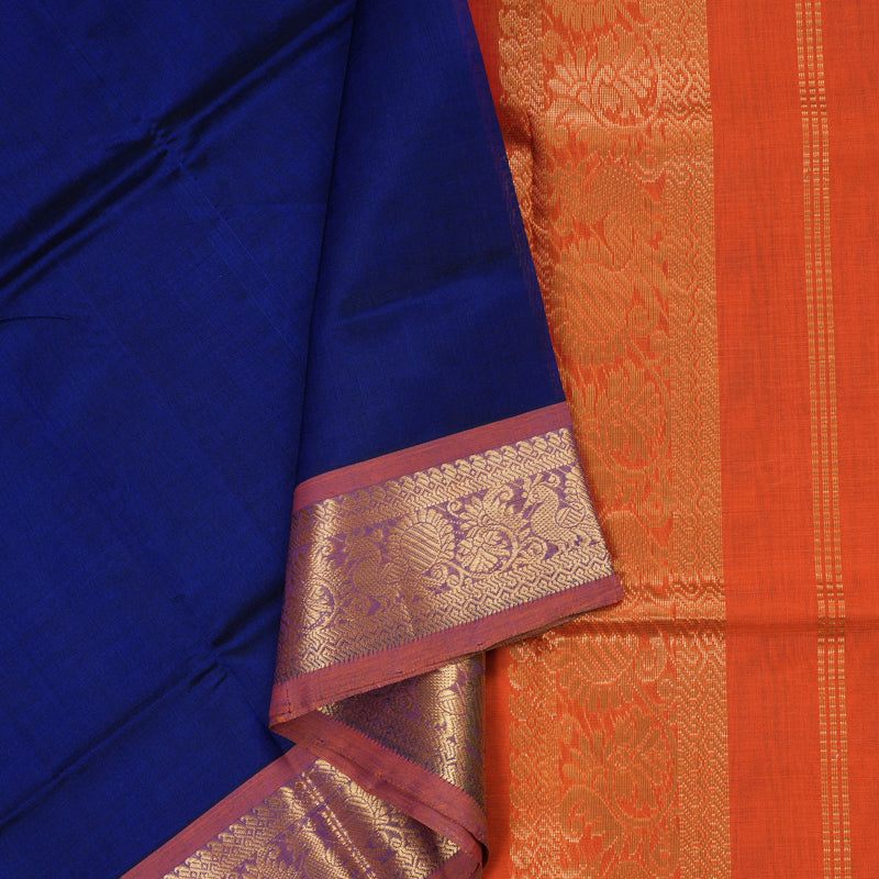 Hayagrivas Handloom Silk Cotton Saree in Mesmerizing Blue SWBE809C2-10