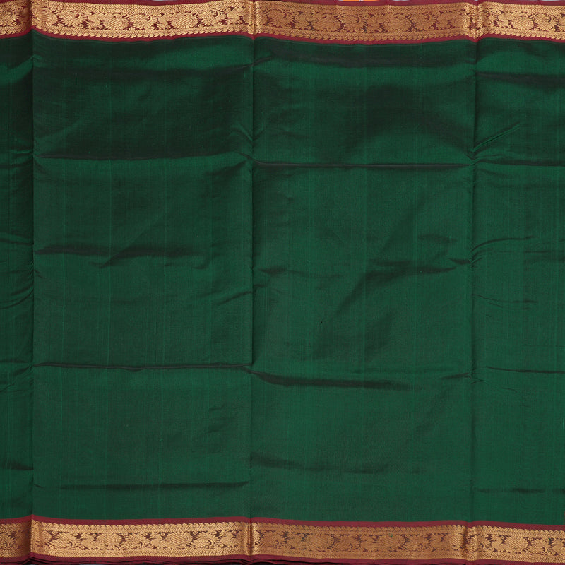 Hayagrivas Handloom Silk Cotton Saree in Striking Bottle Green SWBE809C2-11