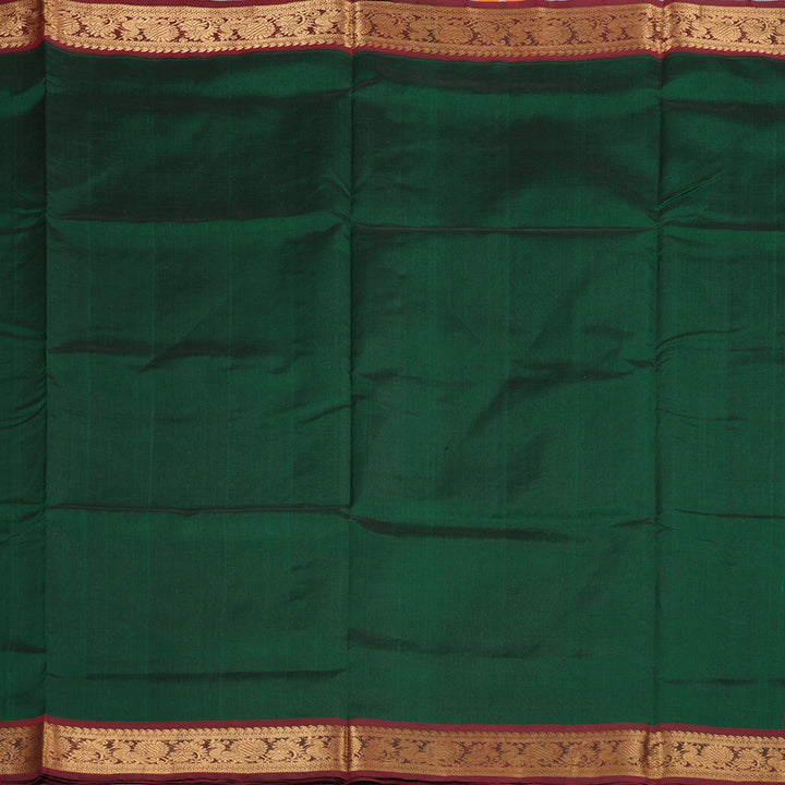 Hayagrivas Handloom Silk Cotton Saree in Striking Bottle Green SWBE809C2-11
